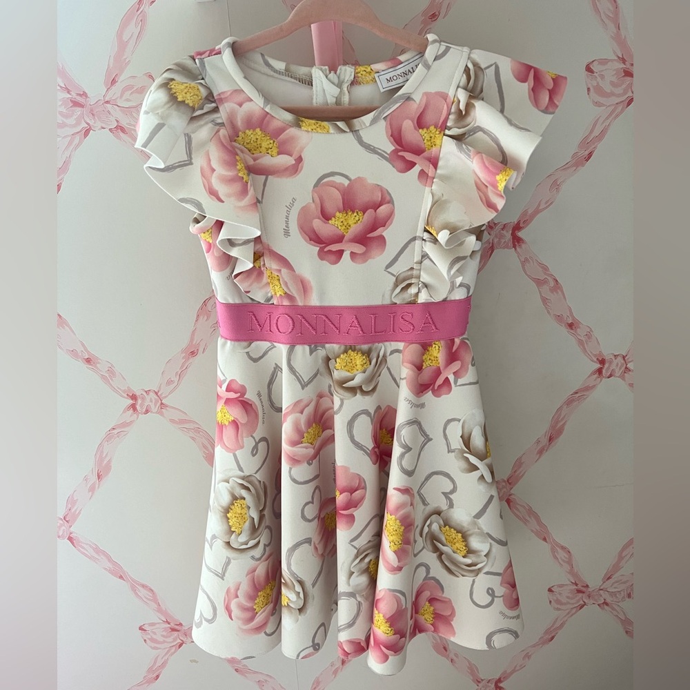 Monnalisa Floral neoprene Dress size 4